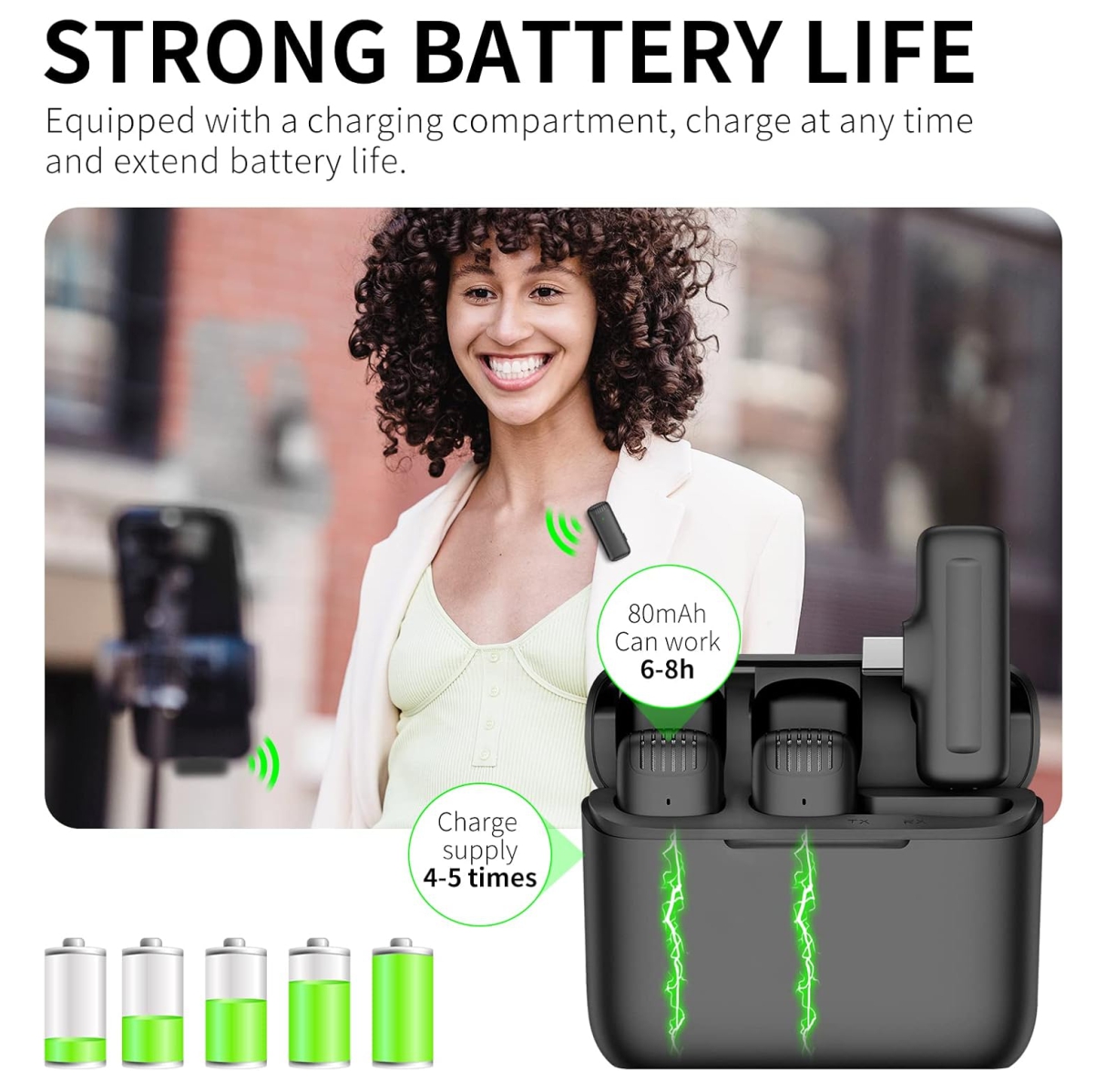 Miniatura 3 de Microfono de Solapa Recargable Dual